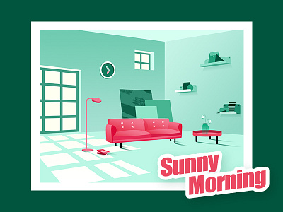 Sunny Morning home illustration living room morning sofa sunny sunshine