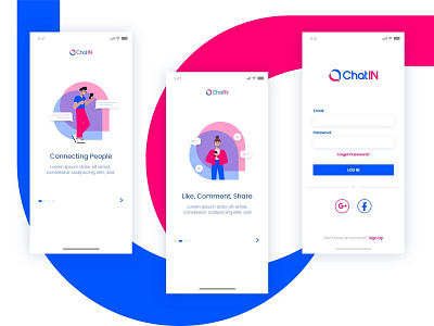 ChatIN - A Social App Concept app design chat app design splash screen ui ux
