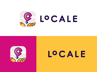 Locale Branding balloon branding house icon identity local logo map pink shipping shop store vector yellow