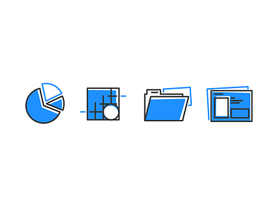 Digtial Transformation Icons blue chart file folder grid icons performance template vector