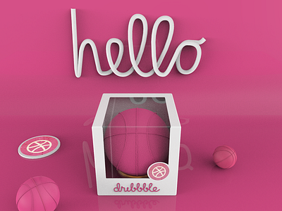 Hello Dribbble 3d debut dribbble first hello shot
