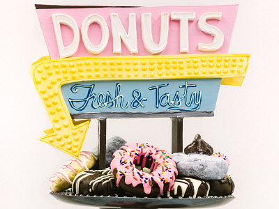 Chocolate Donut Shop Sculpture 3d illustration chocolate diner donuts hand lettering retro sculpture