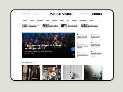 World Vision news landing page Freebies blog blog design blog post bootstrap 4 brand design design free freebies landing landing page design landingpage news newspaper portal typography ui ux webdesign website website builder