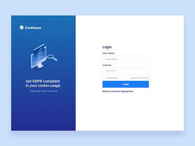 Cookieyes Login admin dashboard bootstrap 4 clean design landing page login login form login screen logo product typography ui user experience userinterface ux webapps website design