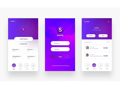 Stellite Cryptocurrency Wallet android app bitcoin clean design ios minimal mobile simple ui ux wallet