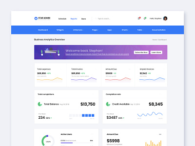 Star Admin Horizontal Dashboard admin analytical clean clean app design dashboard ui dashborad graph horizontal kit performance profile stats summary table web