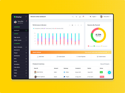 Stallar premium 2019 admin dashboard analysis analytics bootstrap 4 chart clean components crm design graph minimal product profile project saas statistics typography ui ux webapp