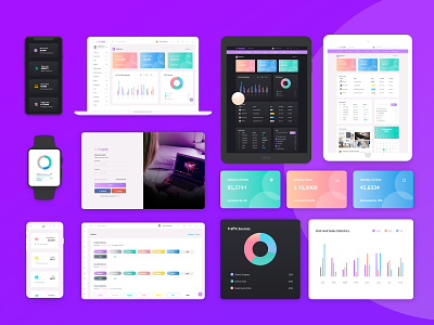 Purple Admin Dashboard admin admin dashboard admin panel analytics bootstrap 4 cards chart clean component forms graph landing page login screen product design statistics typography ui ux website design widget