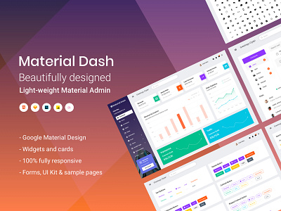 Material Admin Pro Dashboard admin dashboard aplication bootstrap 4 chart forms google design graph inbox material material design material ui saas design table typography ui ui card ui component ux webapp widgets