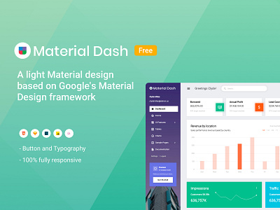 Material Admin Free admin dashboard admin panel aplication button charts clean composite free google google design graph material product product design statistics typography ui ux webapp website