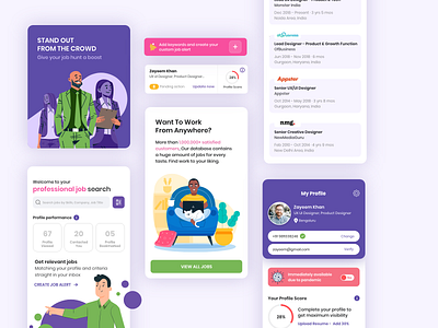UI Components Design alert app component illustration job profile progress bar search ui ux visual design work from home zayeem