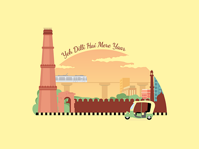 Delhi City delhi illustration metro vector
