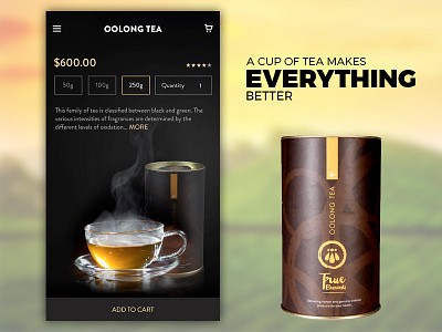 Tea Oolong app ecommerce green tea leaf oolong product tea ui