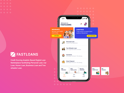 Fastloans - Easy, quick and instant app apple bank design fast finance insurance investment loan logo money pink uiux user interface zayeem