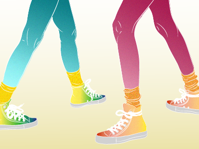 Running Late colors feet illustration sneakers