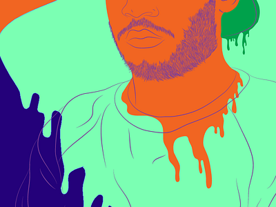 Dripping colors dj illustration music portrait