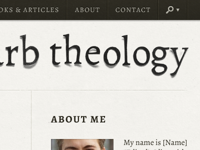 Blog Header alegreya blog navigation photograph search sidebar theology