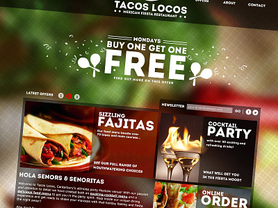 TacosLocos design fiesta food green mexican red restaurant web website white