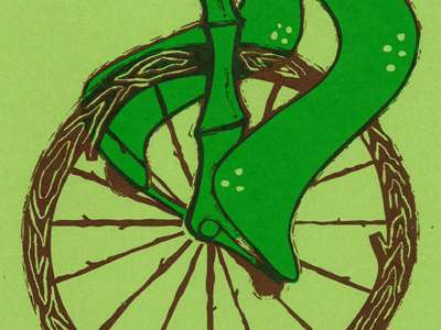 ARTCRANK 2012 POSTER GIVEAWAY artcrank giveaway green illustration turtle unicycle woodgrain