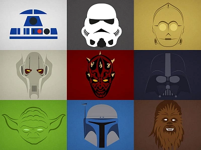 Star Wars Minimalist #1 aliens colorful flat jedi minimalism portraits posters robots sith star wars