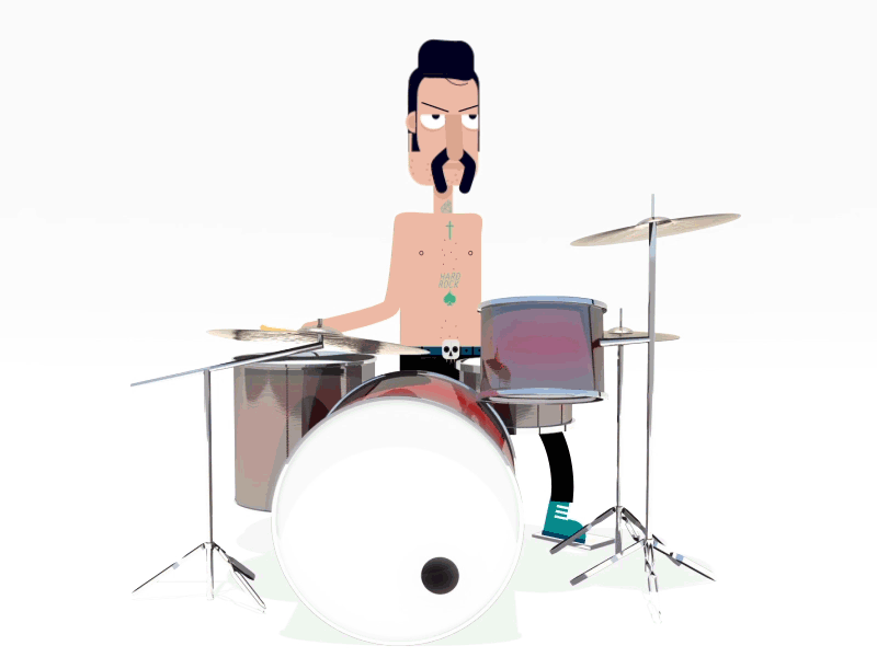 Drummer 2d 3d after effects animation autodesk maya bend drummer drums headrig houbberhose metal ray
