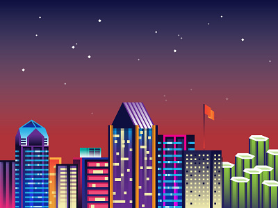 Adobe MAX Snapchat geofilter, Sneaks adobe city flat illustration illustrator sky skyline stars