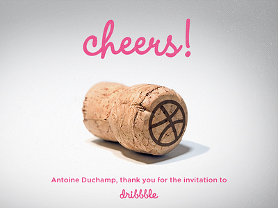 Dribbble champagne cheers debut design first shot layout party plug thank you thanks