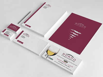 Borgo Paglianetto Corporate Identity branding business card corporate corporate identity design envelope graphic graphic design identity layout paper wine