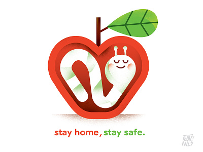 Stay home , stay safe apple art characters covid-19 design digital drawing fonzynils home illustration illustrator
