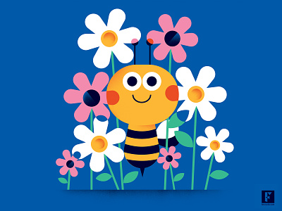 BEE animals characters design flower fonzynils illustration illustrator insects