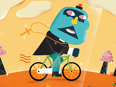Fonzy Nils X DripforDrip advertising characters coffee cycling editorial fonzynils graphic illustration nils