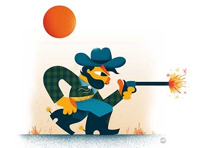High Noon advertising characters cowboy editorial fonzynils graphic illustration magazine west