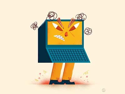 Angry Old Computer advertising characters editorial fonzynils graphic illustration magazine nils