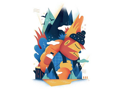 On The Mountain art characters editorial fonzynils illustration magazine mountain trekking