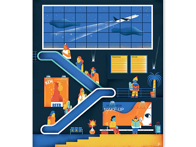 The Terminal airport art digital editorial fonzynils illustration illustrator scene terminal