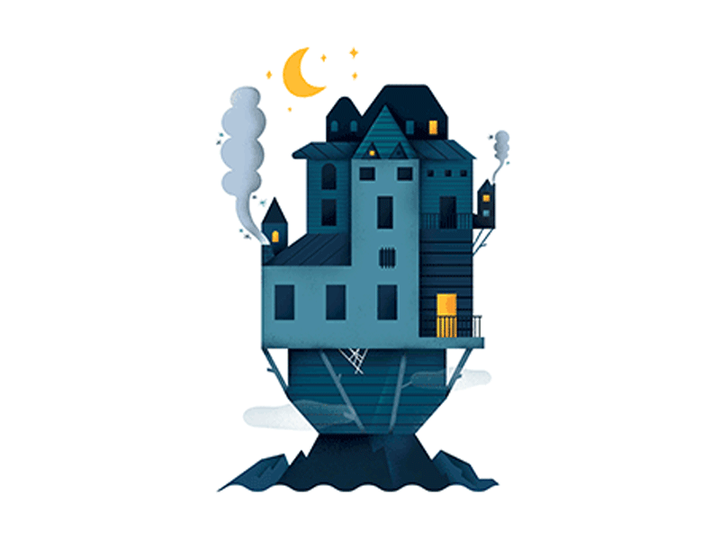 Sea Haunted House characters color fonzynils fun house.haunted illustration pop