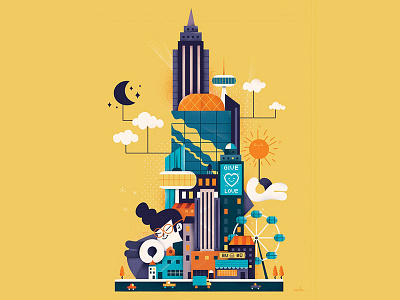 Build your city app characters city color digital fonzynils fun illustration pop