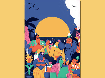 Hawaiian Party fonzynils hawaii illustration party poster tiki