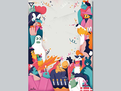 Carnival Party fonzynils hawaii illustration party poster tiki