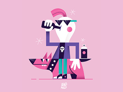 Pink is not dead characterdesign digital draw fonzynils illustration illustrator pink punk vectorial