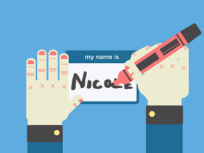 hello my name is... flat hands illustration name nametag nicole selfpromo style