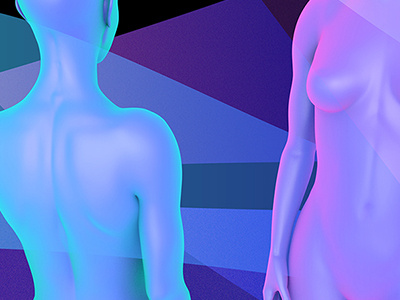 girls stand strong 3d ai c4d cinema 4d colors feminism files gradient iridescent render vaporwave waves