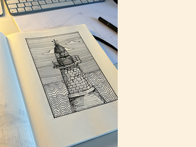 The Building Sketch #4 building drawing light house sea sketch