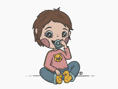 Immie babygirl character design girl illustration pacifier procreate