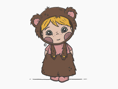 Sweet little bear bear character design dressedup girl illustration procreate