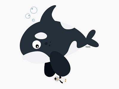 Billy the vegetarian orca. character design illustration orca penguin vegetarian