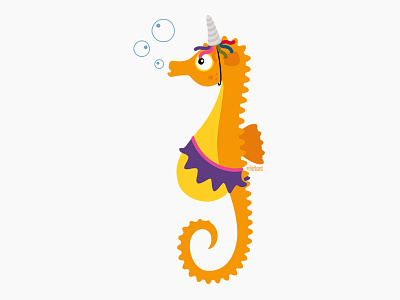 Lizzy the dreamy seahorse. ballet character design illustration seahorse unicorn
