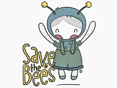 Save the Bees! bee bees character design girl illustration procreate save the bee