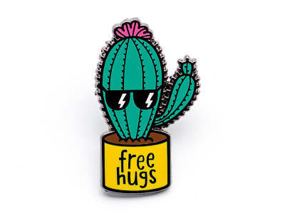 Sarcactus cactus character design design enamel pin hugs illustration sarcasm vector