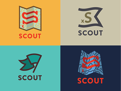 Scout Logo Variations branding flag identity logo map mark scout topography vector
